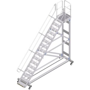 ZARGES Plattformtreppe Ergo Stop 45° 16 Stufen, 600 mm breit, Höhe 3,65 m