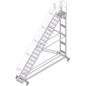 ZARGES Plattformtreppe Ergo Stop 45° 20 Stufen, 600 mm breit, Höhe 4,51 m