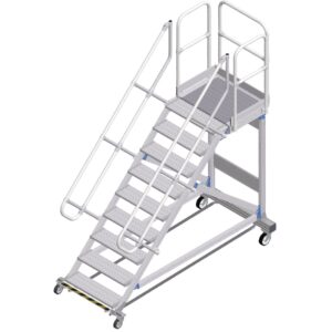 ZARGES Plattformtreppe Ergo Stop 45° 9 Stufen, 800 mm breit, Höhe 1,93 m