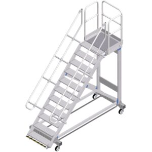 ZARGES Plattformtreppe Ergo Stop 45° 11 Stufen, 800 mm breit, Höhe 2,36 m