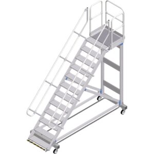 ZARGES Plattformtreppe Ergo Stop 45° 12 Stufen, 800 mm breit, Höhe 2,79 m