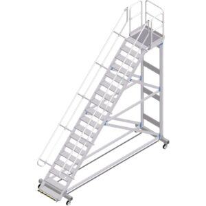 ZARGES Plattformtreppe Ergo Stop 45° 18 Stufen, 800 mm breit, Höhe 4,08 m