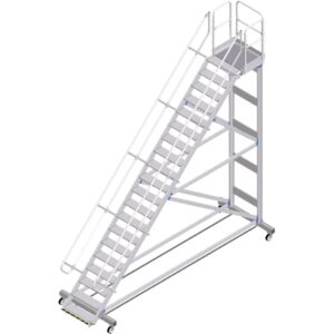 ZARGES Plattformtreppe Ergo Stop 45° 20 Stufen, 800 mm breit, Höhe 4,51 m