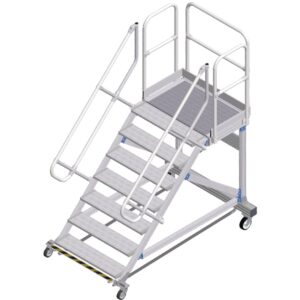 ZARGES Plattformtreppe Ergo Stop 45° 7 Stufen, 1000 mm breit, Höhe 1,50 m