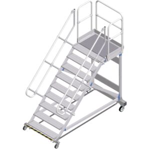 ZARGES Plattformtreppe Ergo Stop 45° 9 Stufen, 1000 mm breit, Höhe 1,93 m