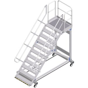 ZARGES Plattformtreppe Ergo Stop 45° 11 Stufen, 1000 mm breit, Höhe 2,36 m