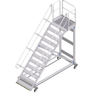 ZARGES Plattformtreppe Ergo Stop 45° 12 Stufen, 1000 mm breit, Höhe 2,79 m