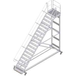 ZARGES Plattformtreppe Ergo Stop 45° 20 Stufen, 1000 mm breit, Höhe 4,51 m