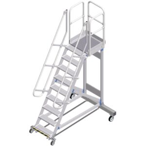ZARGES Plattformtreppe Ergo Stop 60° 9 Stufen, 600 mm breit, Höhe 2,25 m