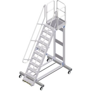 ZARGES Plattformtreppe Ergo Stop 60° 11 Stufen, 600 mm breit, Höhe 2,75 m