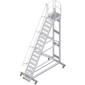 ZARGES Plattformtreppe Ergo Stop 60° 16 Stufen, 600 mm breit, Höhe 4,25 m