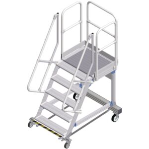ZARGES Plattformtreppe Ergo Stop 60° 5 Stufen, 800 mm breit, Höhe 1,25 m