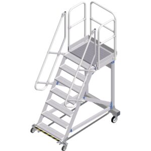 ZARGES Plattformtreppe Ergo Stop 60° 7 Stufen, 800 mm breit, Höhe 1,75 m