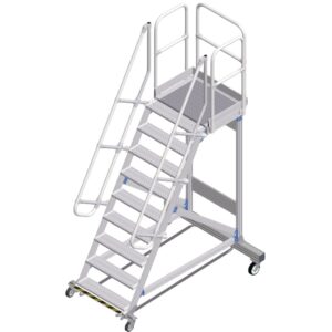 ZARGES Plattformtreppe Ergo Stop 60° 9 Stufen, 800 mm breit, Höhe 2,25 m