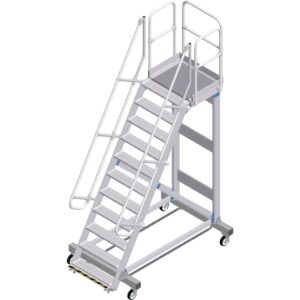 ZARGES Plattformtreppe Ergo Stop 60° 11 Stufen, 800 mm breit, Höhe 2,75 m