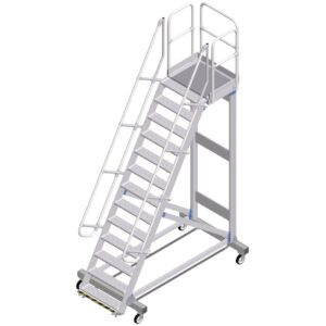 ZARGES Plattformtreppe Ergo Stop 60° 12 Stufen, 800 mm breit, Höhe 3,25 m
