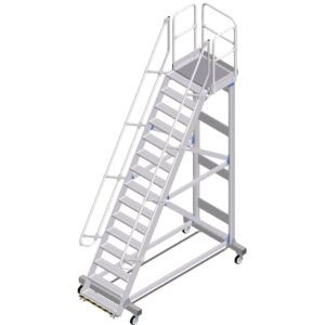ZARGES Plattformtreppe Ergo Stop 60° 14 Stufen, 800 mm breit, Höhe 3,75 m