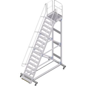 ZARGES Plattformtreppe Ergo Stop 60° 16 Stufen, 800 mm breit, Höhe 4,25 m