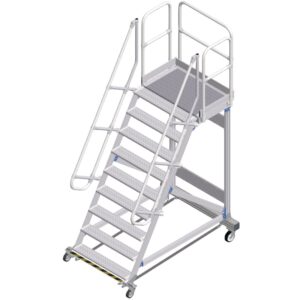 ZARGES Plattformtreppe Ergo Stop 60° 9 Stufen, 1000 mm breit, Höhe 2,25 m