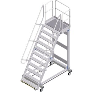 ZARGES Plattformtreppe Ergo Stop 60° 11 Stufen, 1000 mm breit, Höhe 2,75 m