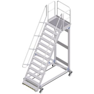 ZARGES Plattformtreppe Ergo Stop 60° 12 Stufen, 1000 mm breit, Höhe 3,25 m