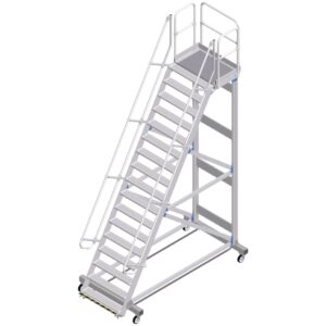 ZARGES Plattformtreppe Ergo Stop 60° 16 Stufen, 1000 mm breit, Höhe 4,25 m