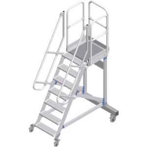 ZARGES Plattformtreppe fahrbar 60° 7 Stufen, 600 mm breit, Höhe 1,75 m