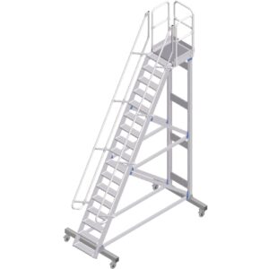 ZARGES Plattformtreppe fahrbar 60° 16 Stufen, 600 mm breit, Höhe 4,25 m