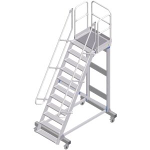 ZARGES Plattformtreppe fahrbar 60° 11 Stufen, 600 mm breit, Höhe 2,75 m