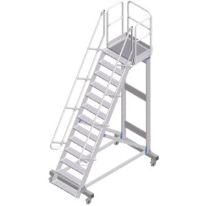 ZARGES Plattformtreppe fahrbar 60° 12 Stufen, 600 mm breit, Höhe 3,25 m