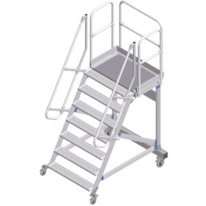 ZARGES Plattformtreppe fahrbar 60° 7 Stufen, 600 mm breit, Höhe 1,75 m