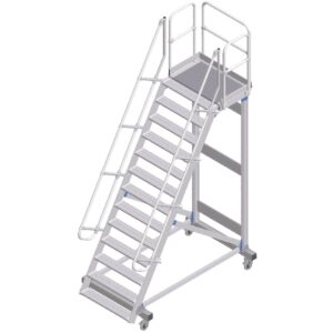 ZARGES Plattformtreppe fahrbar 60° 12 Stufen, 600 mm breit, Höhe 3,25 m