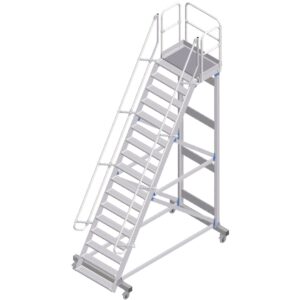 ZARGES Plattformtreppe fahrbar 60° 16 Stufen, 600 mm breit, Höhe 4,25 m