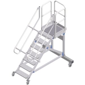ZARGES Plattformtreppe fahrbar 45° 7 Stufen, 600 mm breit, Höhe 1,50 m