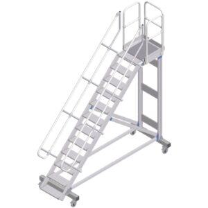 ZARGES Plattformtreppe fahrbar 45° 12 Stufen, 600 mm breit, Höhe 2,79 m