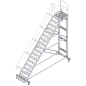ZARGES Plattformtreppe fahrbar 45° 18 Stufen, 600 mm breit, Höhe 4,08 m