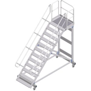 ZARGES Plattformtreppe fahrbar 45° 12 Stufen, 600 mm breit, Höhe 2,79 m