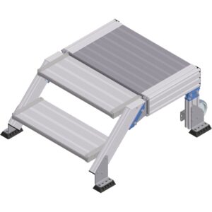 ZARGES Treppenpodest fahrbar 45° 2 Stufen, 600 mm breit, Höhe 0,40m