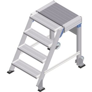 ZARGES Treppenpodest fahrbar 60° 4 Stufen, 600 mm breit, Höhe 0,99 m