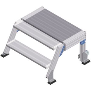 ZARGES Treppenpodest fahrbar 60° 2 Stufen, 800 mm breit, Höhe 0,50 m