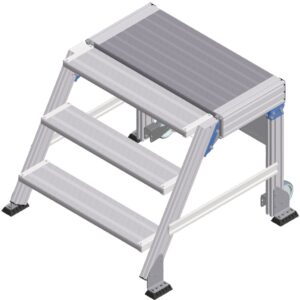 ZARGES Treppenpodest fahrbar 60° 3 Stufen, 800 mm breit, Höhe 0,75 m