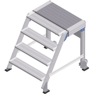 ZARGES Treppenpodest fahrbar 60° 4 Stufen, 800 mm breit, Höhe 0,99 m